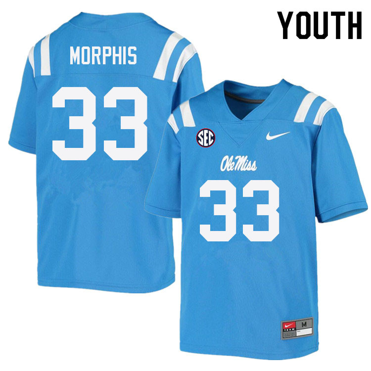 Austin Morphis Ole Miss Rebels NCAA Youth Powder Blue #33 Stitched Limited College Football Jersey YZM8558LA